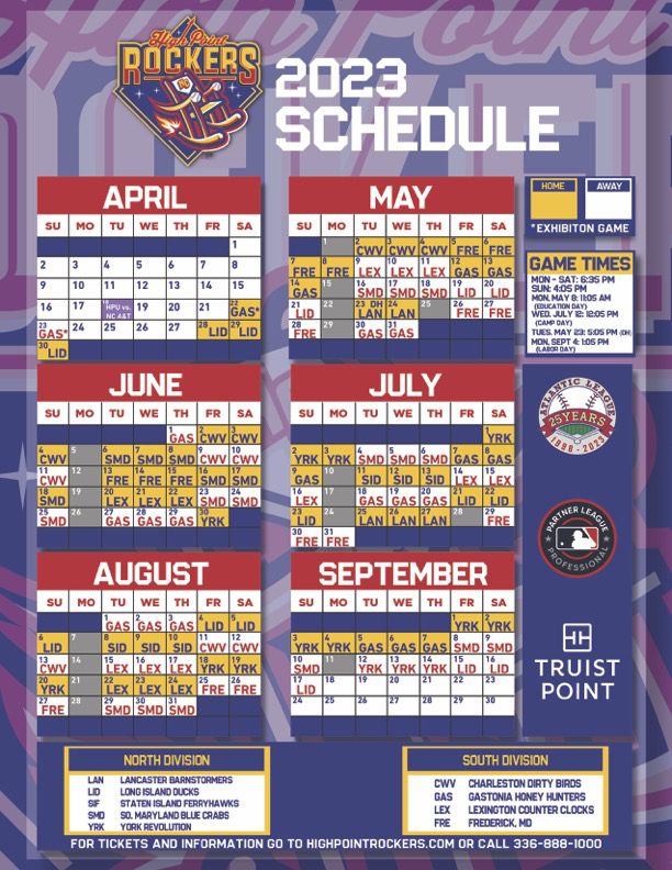 High Point Rockers Baseball Team Schedule